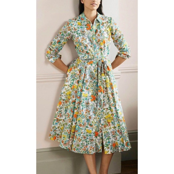 Boden Dresses & Skirts - Boden Women Floral Fruit Print Shirt Dress US 10R White Strawberry Lemon Cotton
